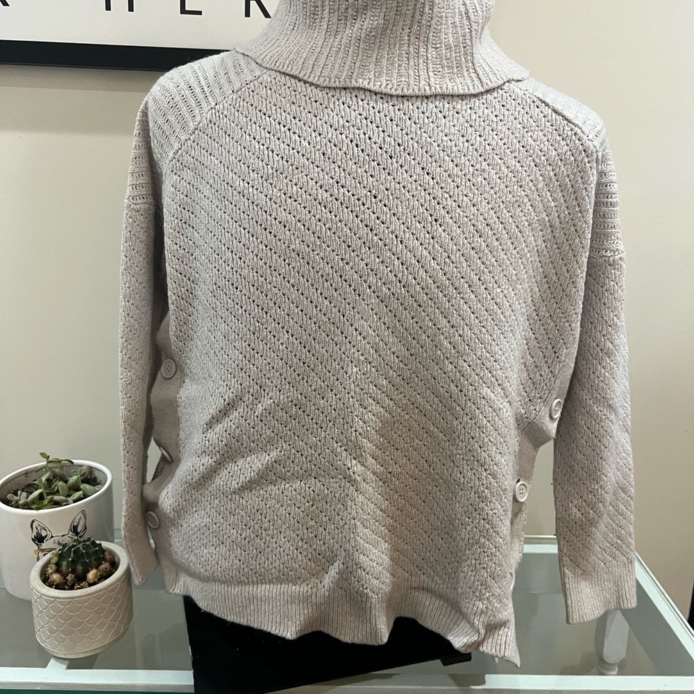 Women's Light Grey Sweater with side buttons